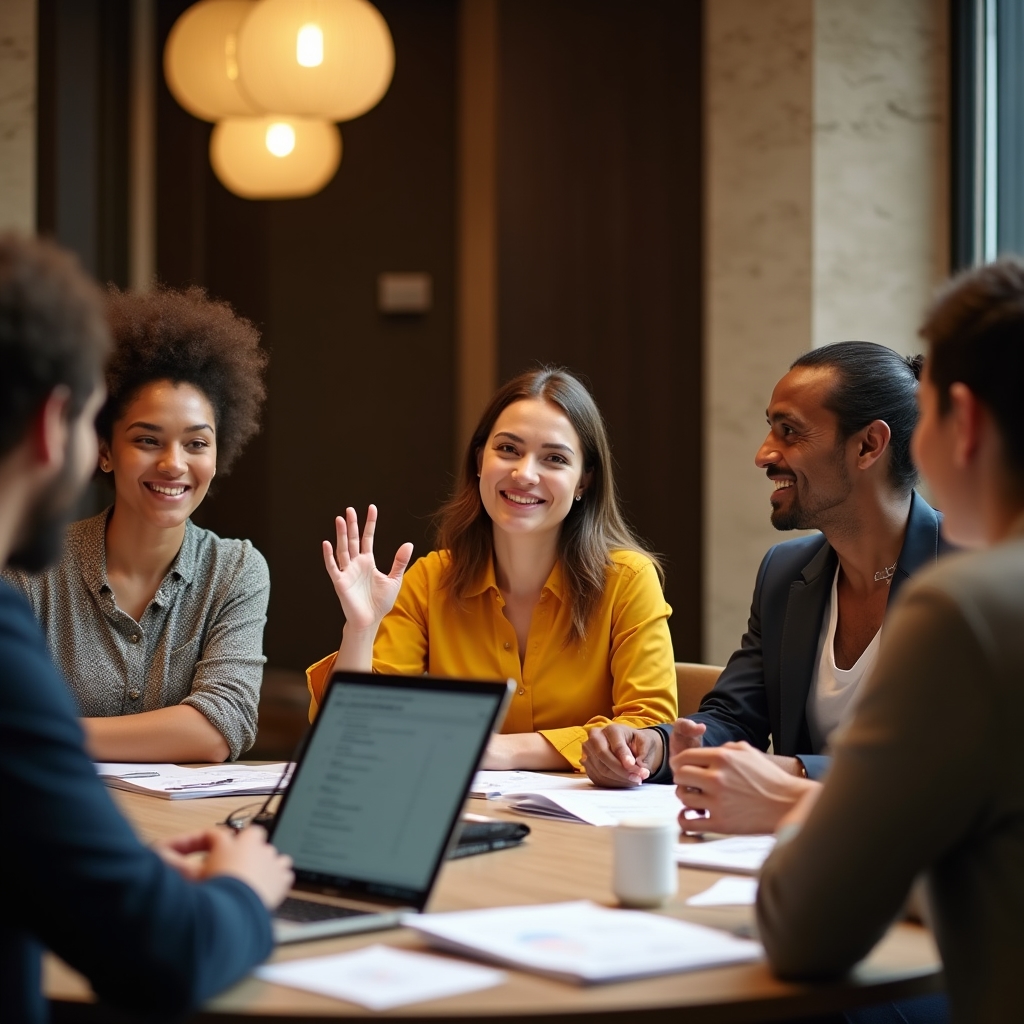 Team discute i risultati di un'analisi dati intorno a un tavolo riunioni